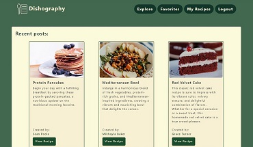 Screenshot preview of Dishography web application.